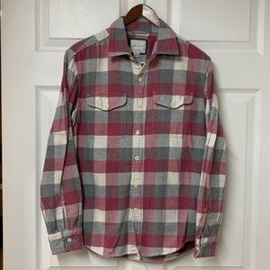 Men's American Eagle AE Super Soft Flannel Shirt - Pink & Gray Plaid - Size S